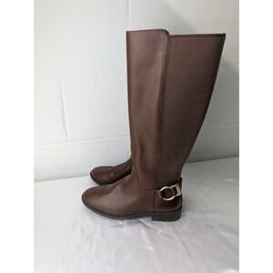 Coach Fitz Riding Boots Women's Size 6.5 Walnut Brown Leather Tall Boots Zip New